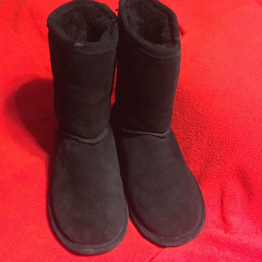 Women's Black Suede Shearling Lined Winter Boots